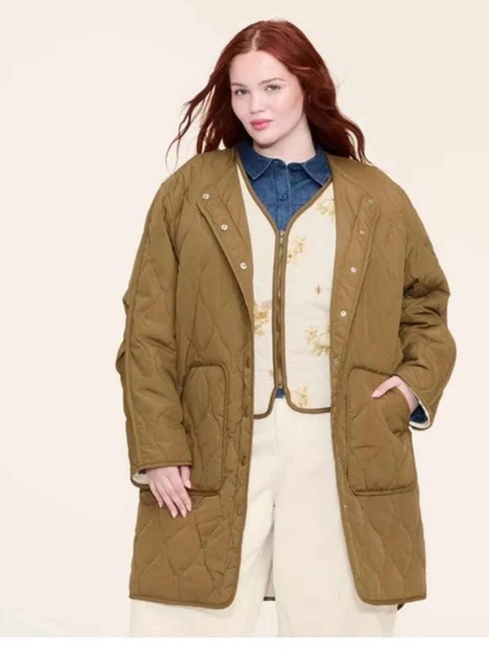 Woolrich duo jacket n vest . Quilted Oversized  jacket  in Olive